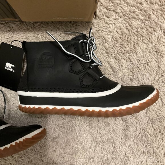 SOREL FOR J.CREW OUT n ABOUT WATERPROOF DUCK BOOTS IN BLACK SIZE 6,5 US. The O - Picture 9 of 10
